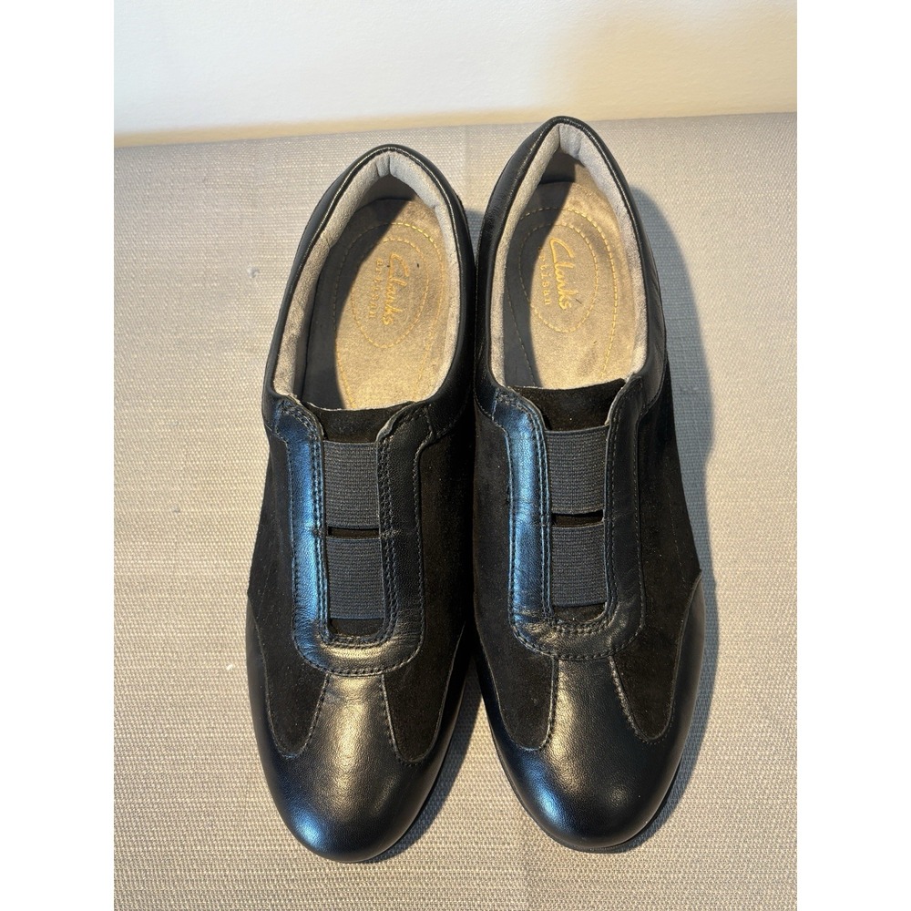 Clarks Artisan Shoes Womens 8 Black‎ Petula Viola Suede Leather Slip On Oxford